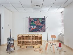 Contemporary furniture objects displayed in a classroom environment representing new approaches to materials, technologies and methods of making