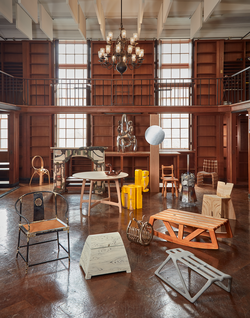 Student furniture displayed to highlight their bold, organic materiality, honest structure and the inherited wisdom of found artifacts