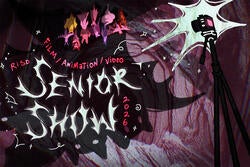 show poster featuring bats and Gothic lettering