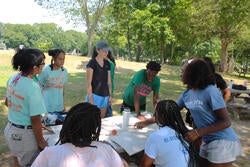 local youth participate in a BRACKISH landscape architecture workshop at RISD's Tillinghast Place