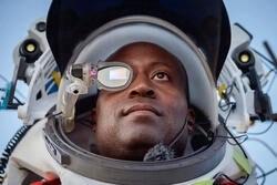 an astronaut tests out smart helmet technology