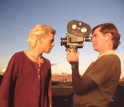 Gus Van Sant on set with River Phoenix