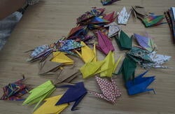 paper cranes on a table