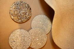 samples of Shellf Life materials made from discarded shells