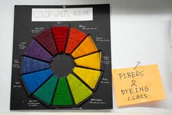 a 12-tone color wheel in yarn