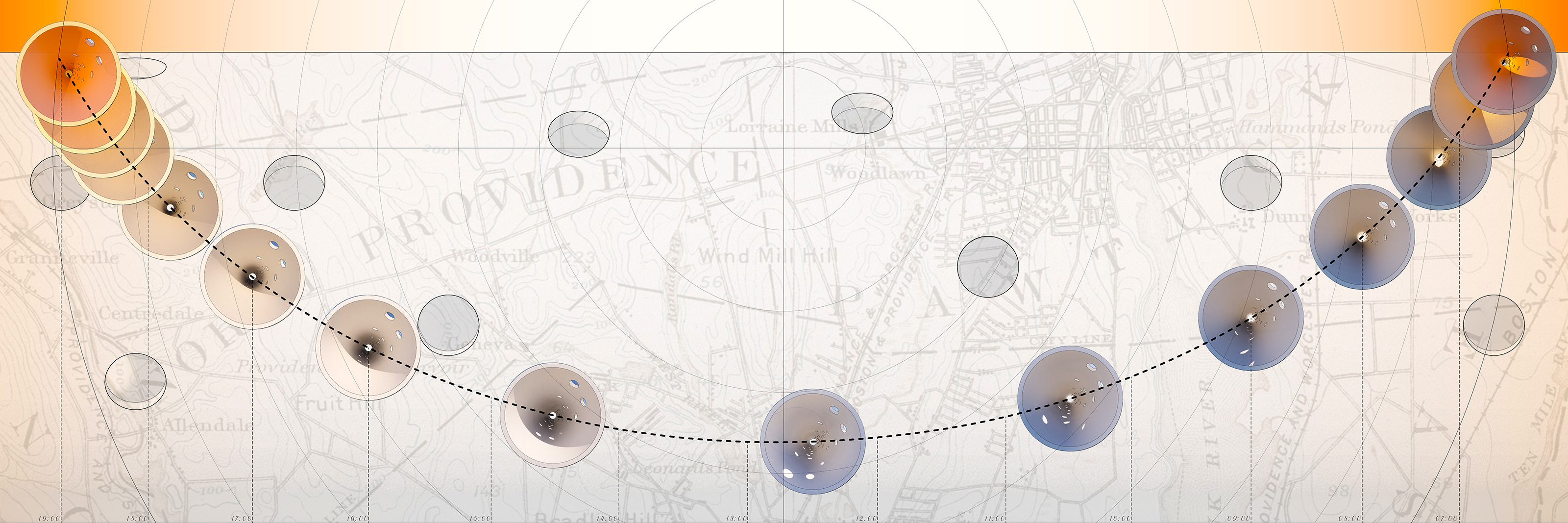 a model showing the progress of the sun in relation to the site