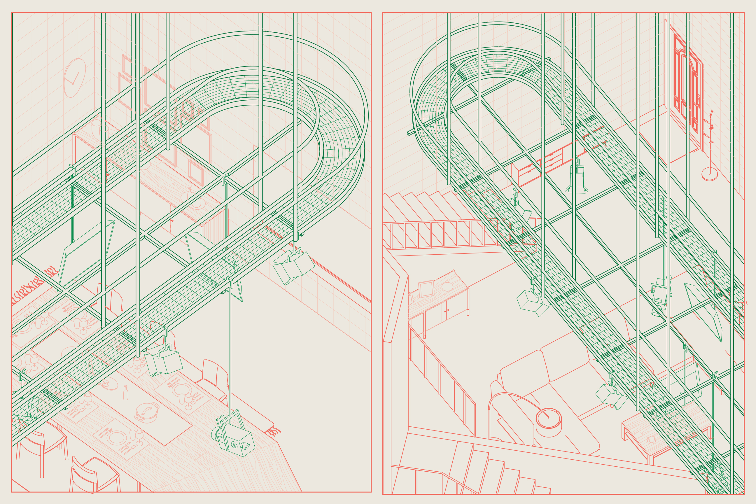 rendering by Granados showing plan for cafe lighting