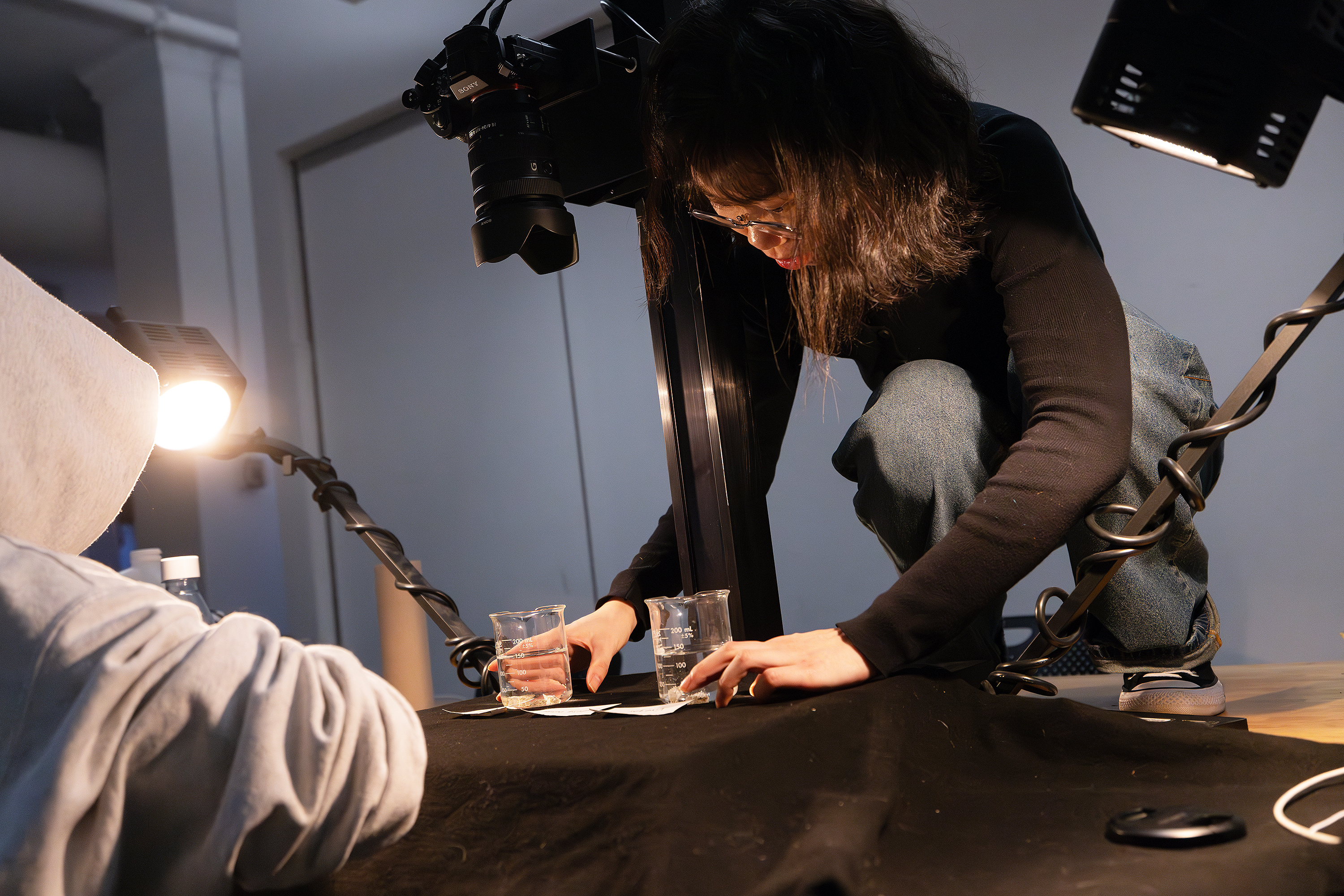 grad student collaborator at work on a stop-motion animation