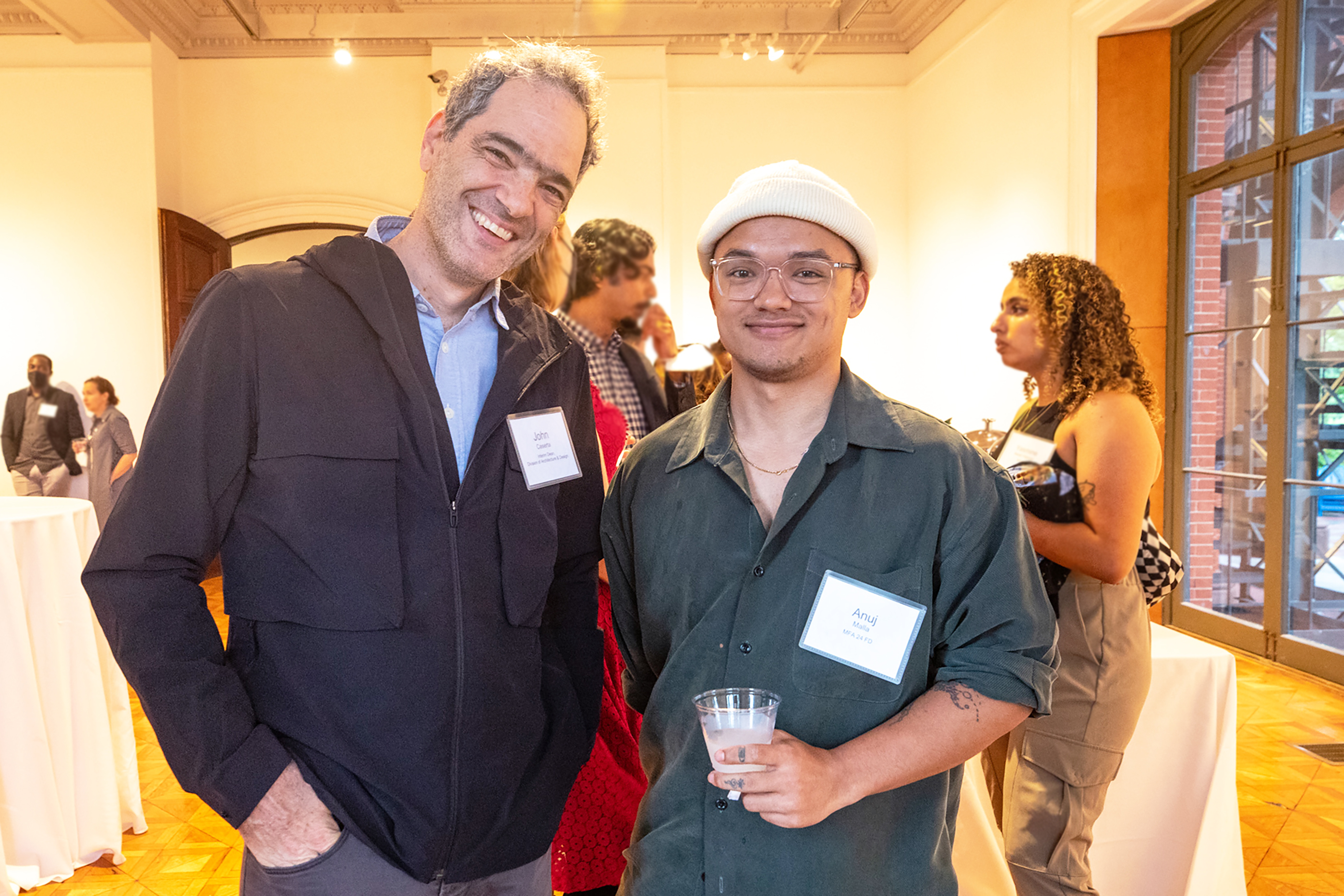 Dean of Architecture & Design poses for a photo with presidential fellow Anuj Malla