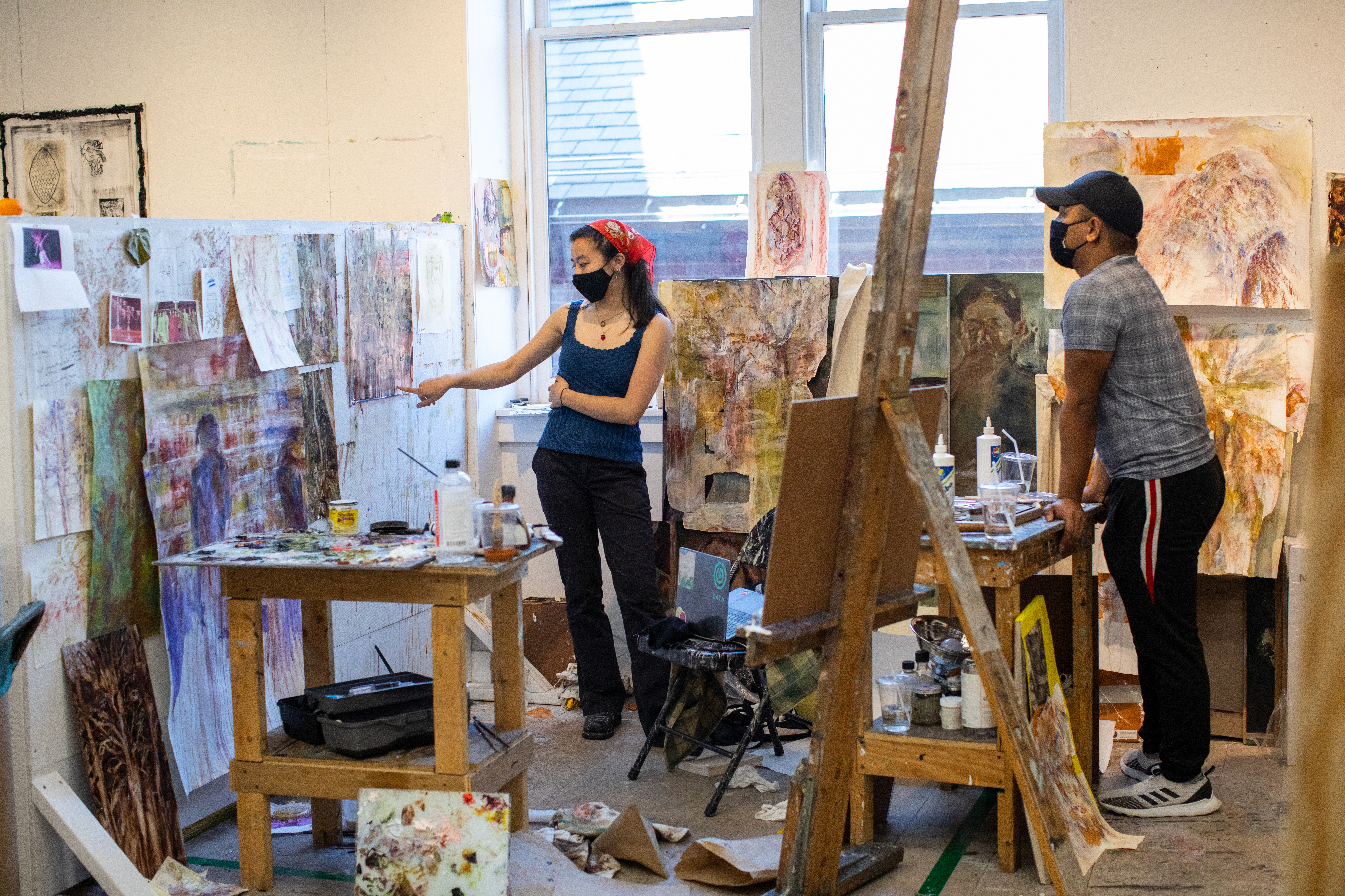 students in  painting studio
