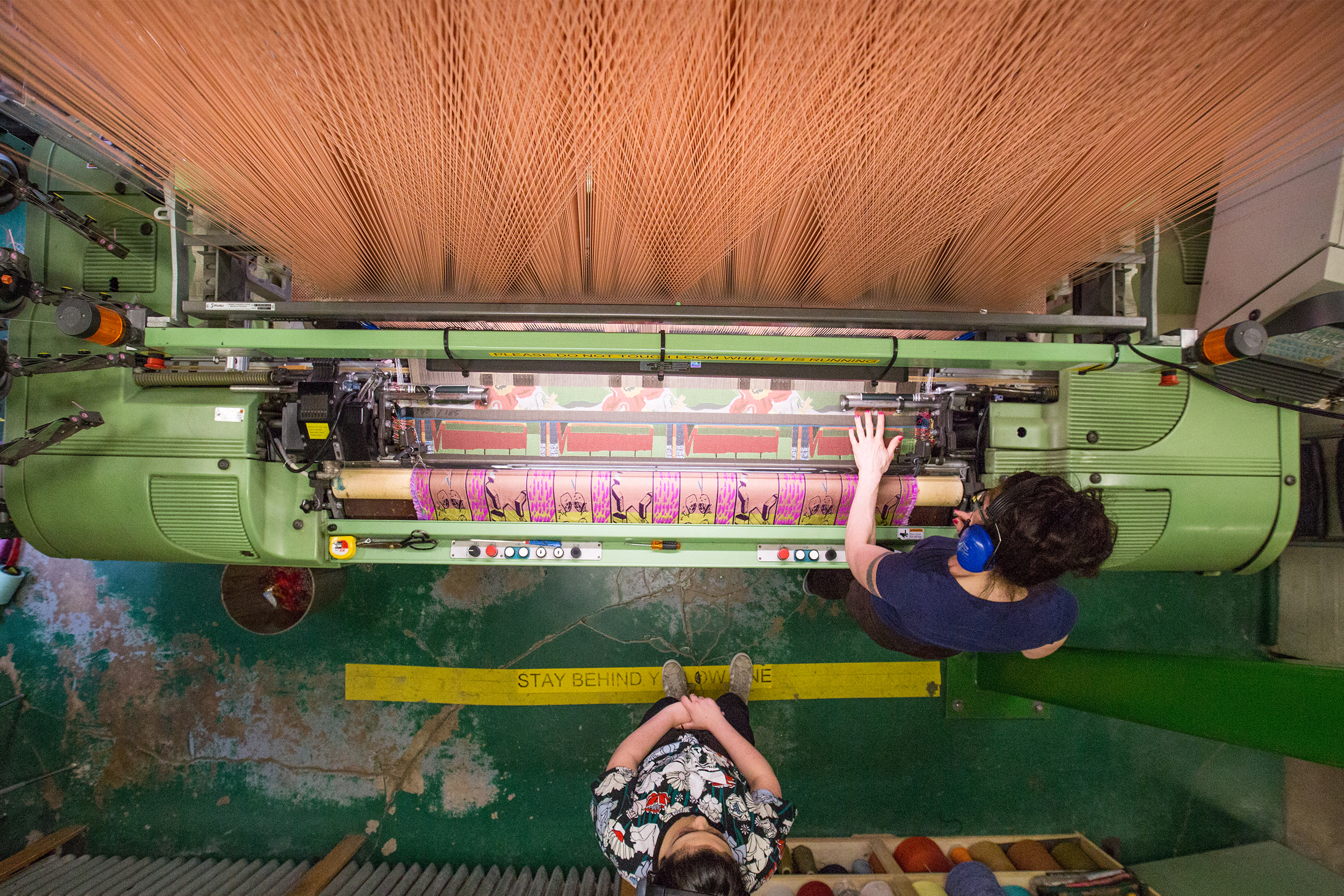 a view from above of the Jacquard loom