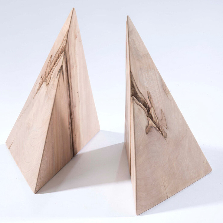 triangular wooden bookends