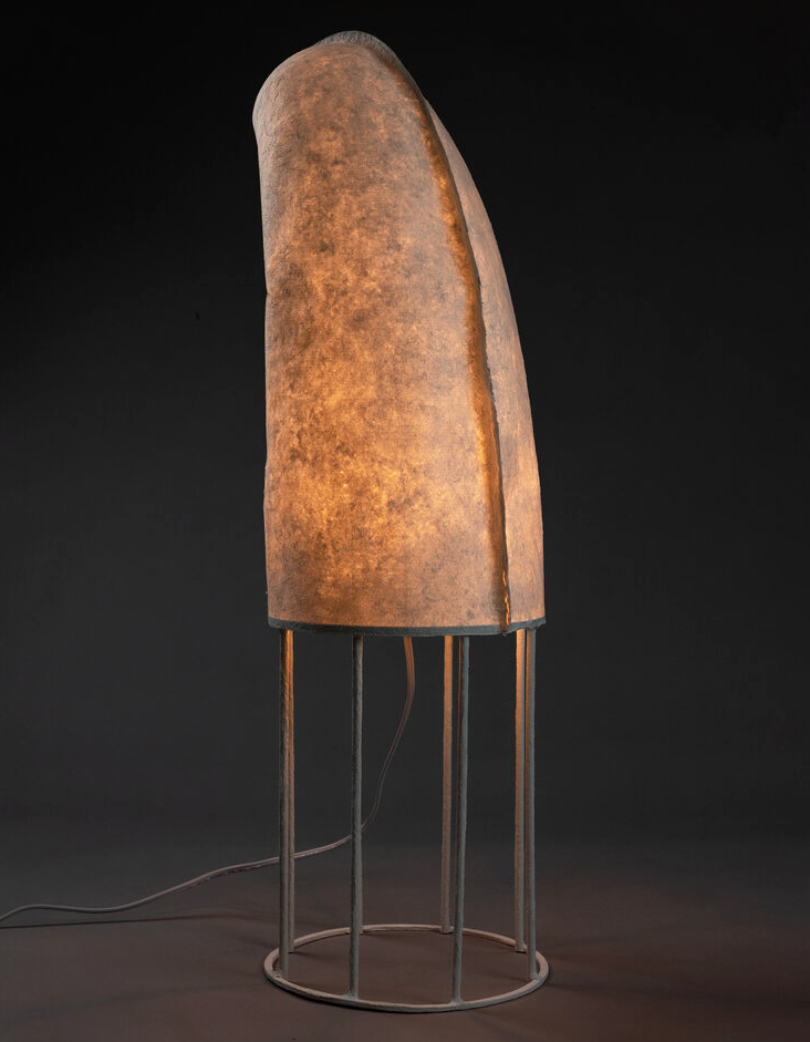 long thin standing lamp with moody shade