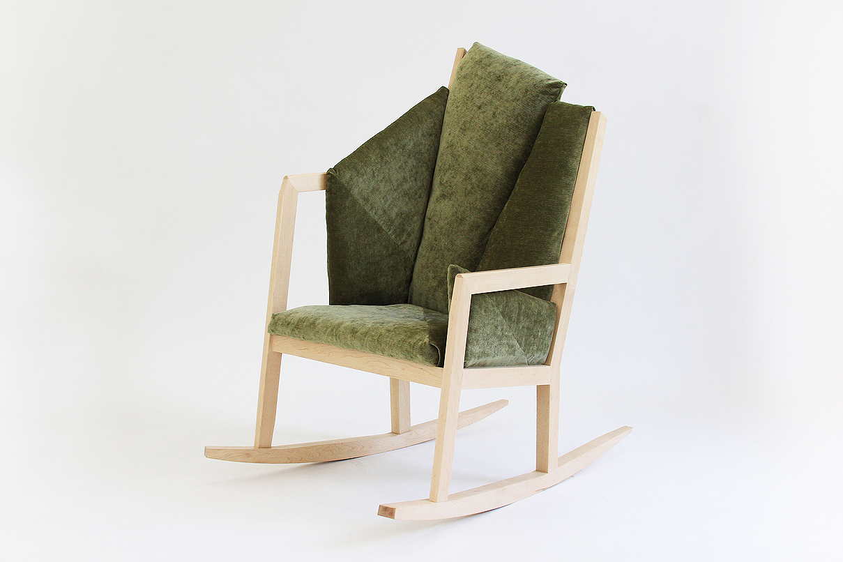 upholstered rocking chair in green