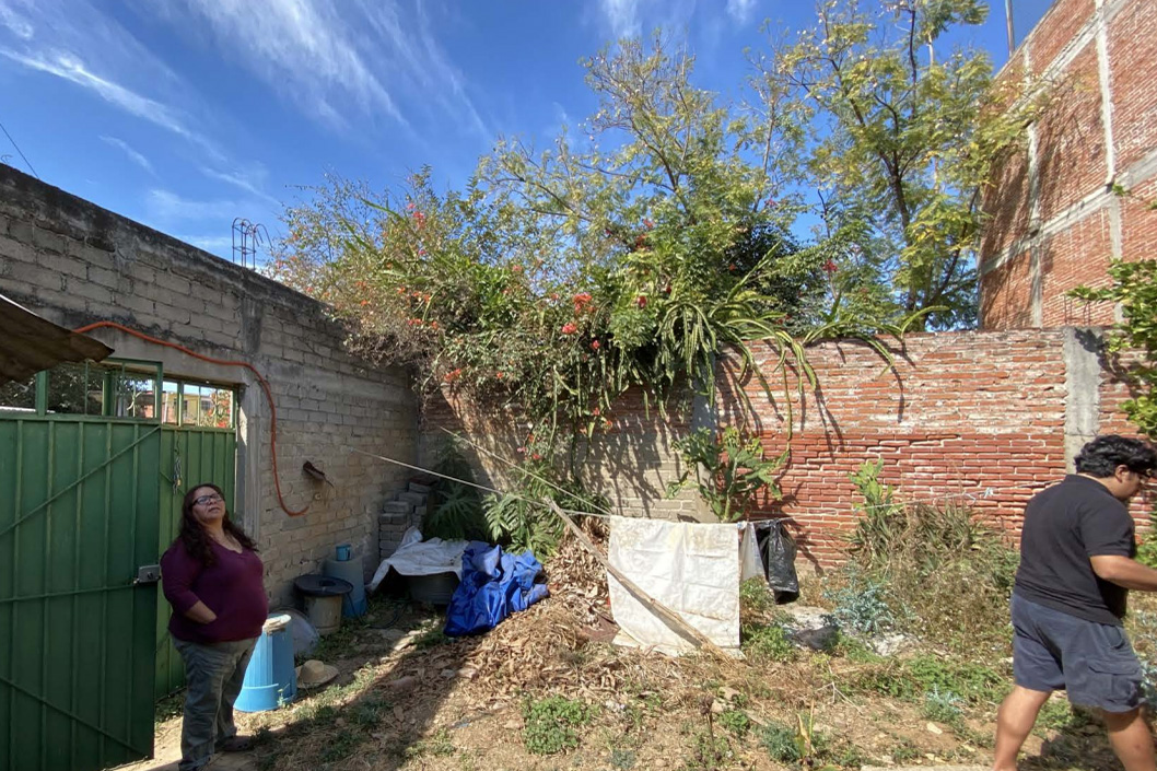 Mexican artists Josué Vázquez Saldaña and Selene Márquez Martínez at their site near Oaxacas City Center