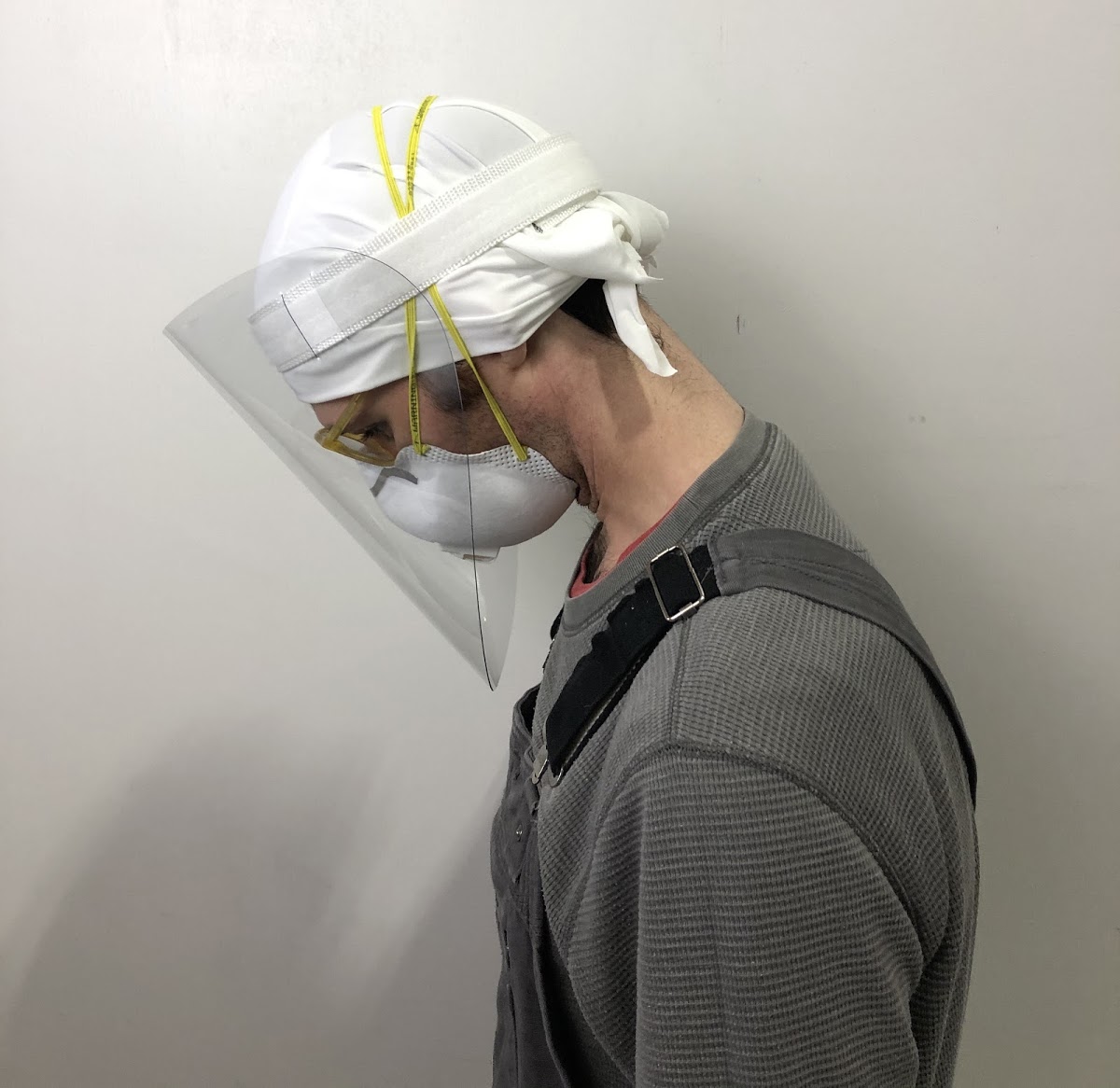 Person wearing face shield