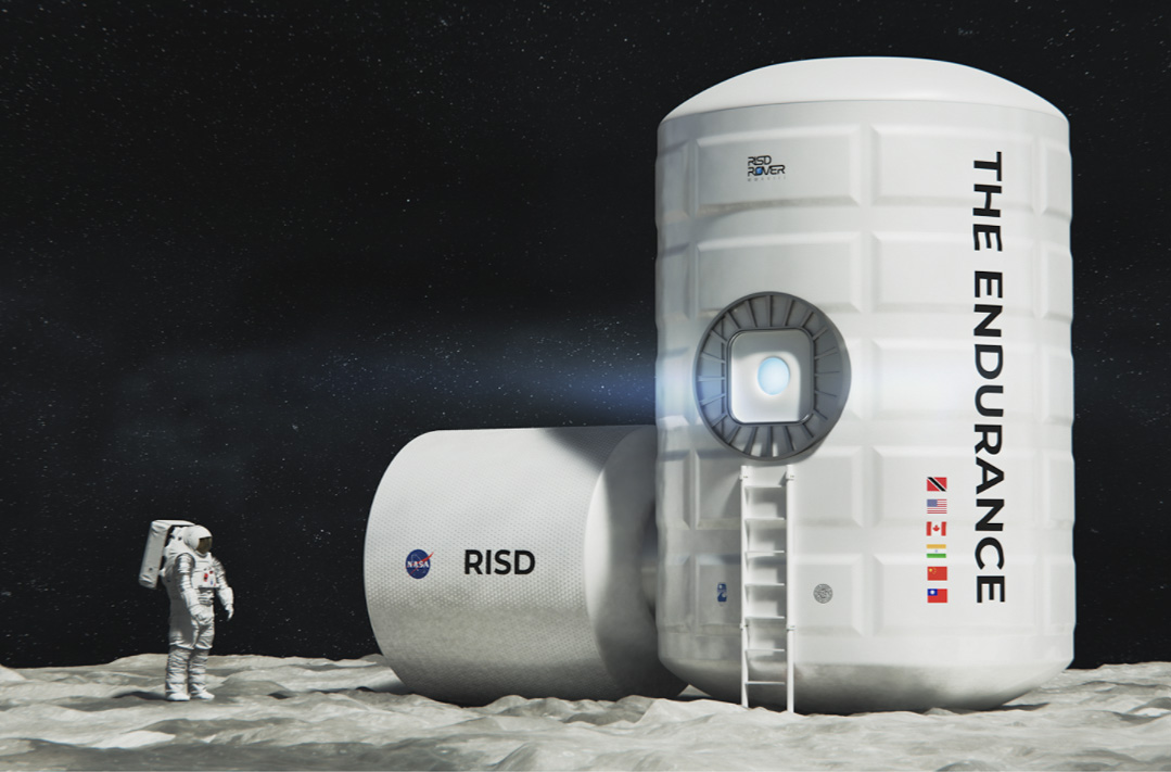 The Endurance, a vertical lunar habitat designed by ID students, including Neha Sajja 21 ID