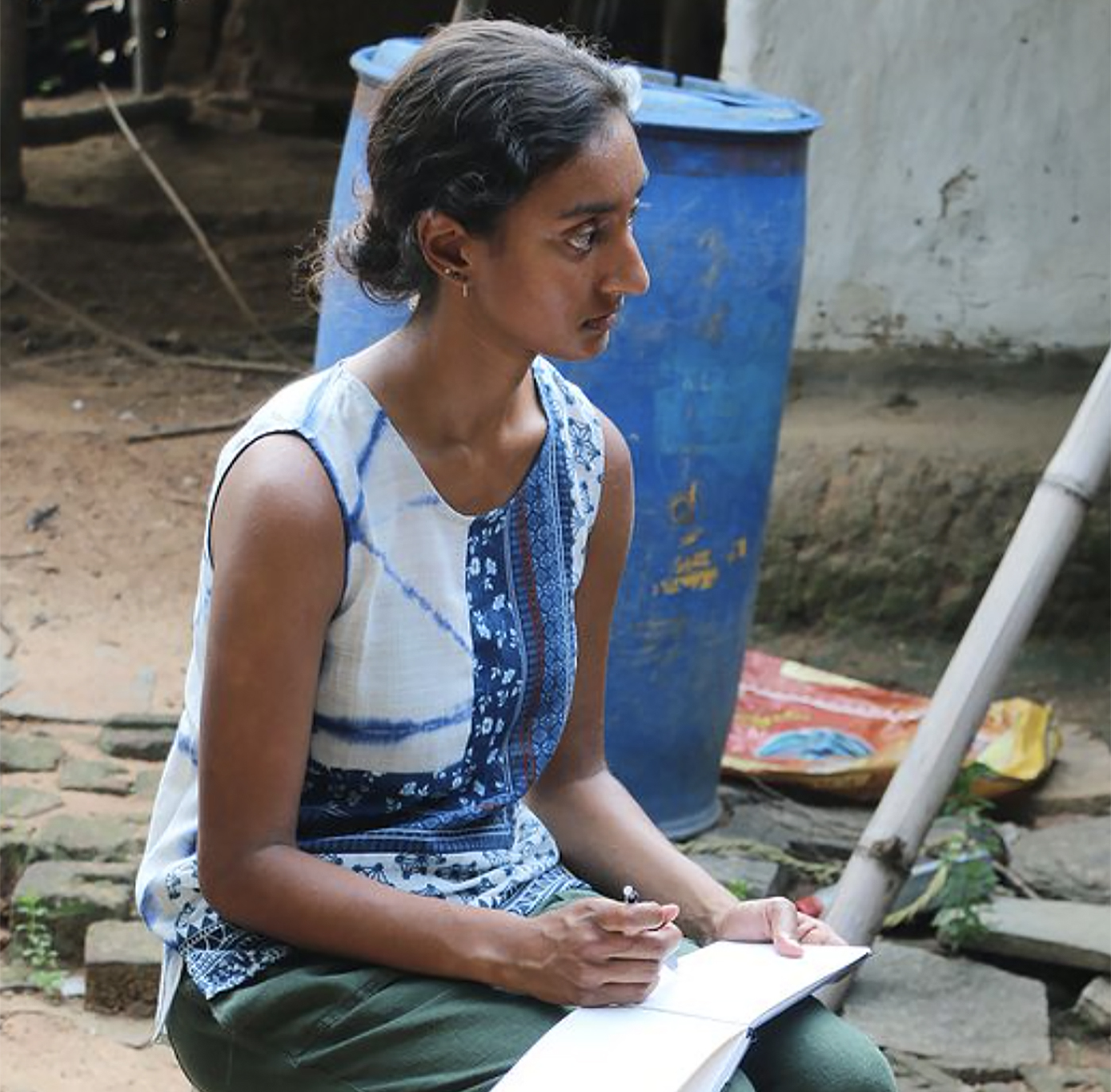 Sabina Kariat sketching on a trip to India