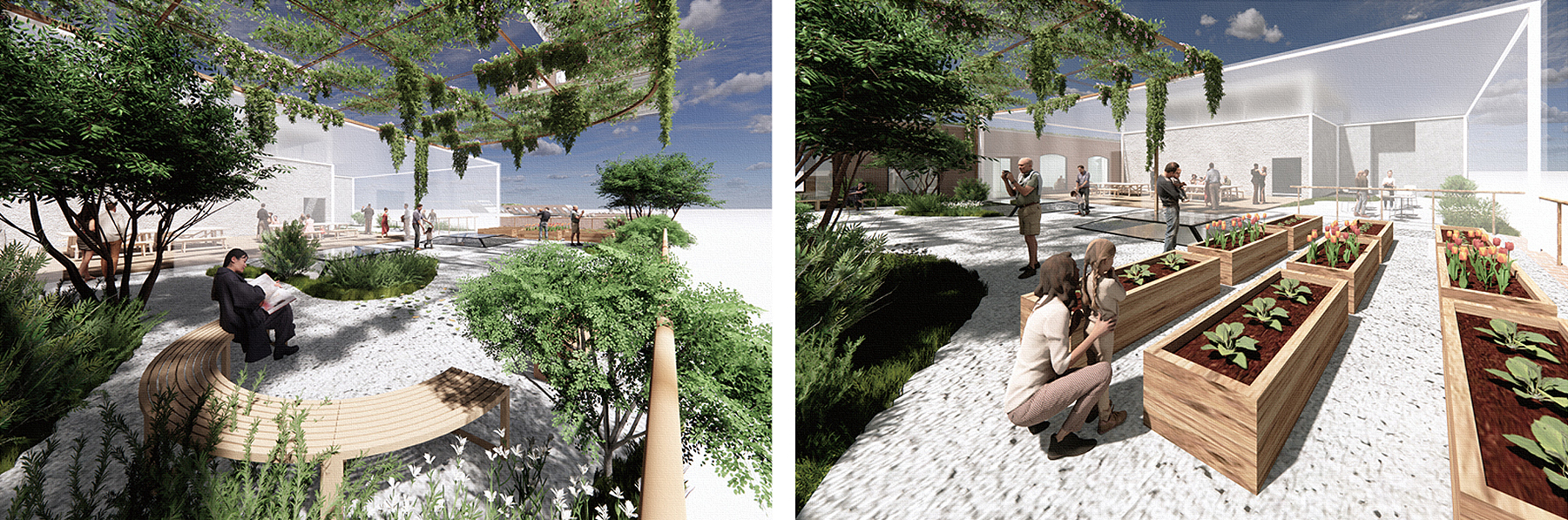 rendering shows a rooftop garden 