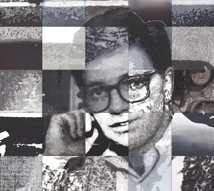 a collage portrait of Mickey Ackerman