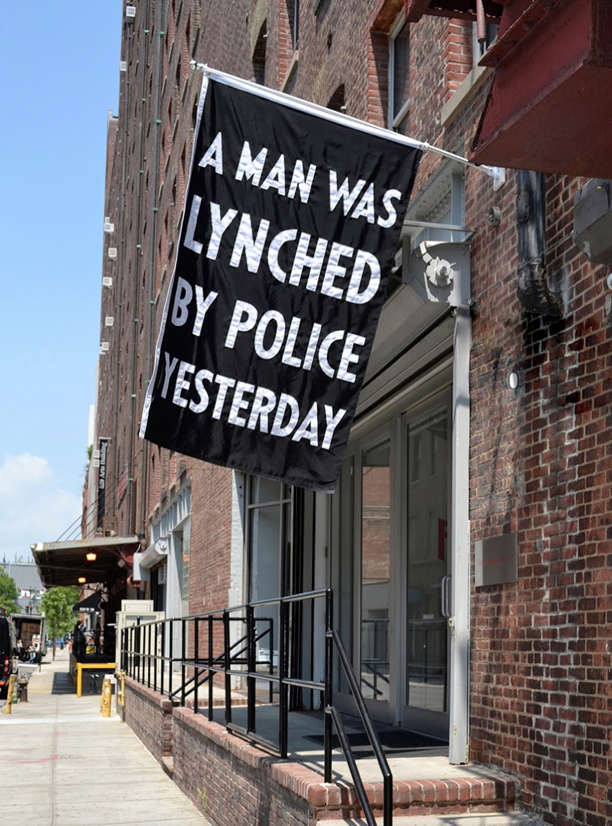 Dread Scott's installation "A Man Was Lynched By Police Yesterday" 