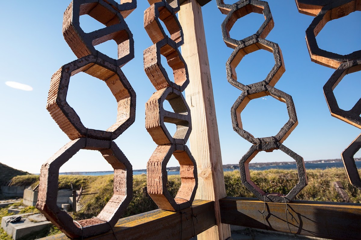 Structure composed of wooden hexagons
