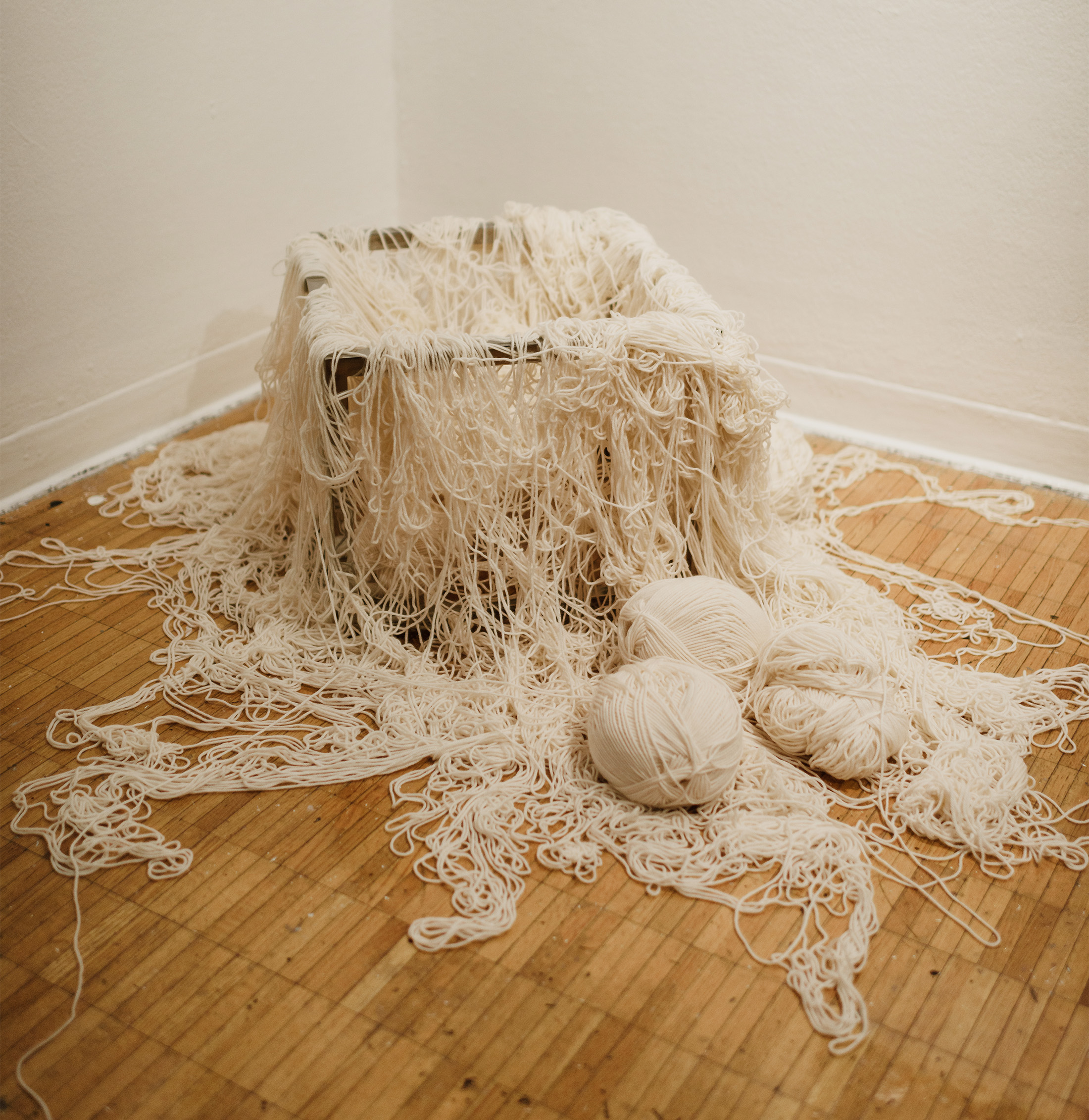 ball of tangled yarn used in video