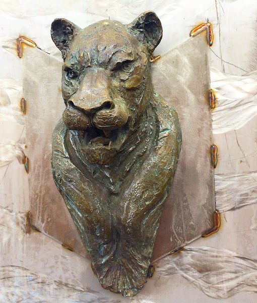 Cast bronze lion head by Allison Newsome MFA 83 CR