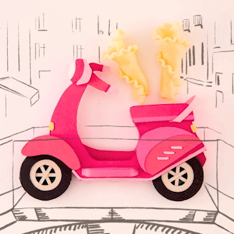 Pink scooter made for a Trader Joe's ad, by Mighty Oak 