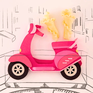 Pink scooter made for a Trader Joe's ad, by Mighty Oak