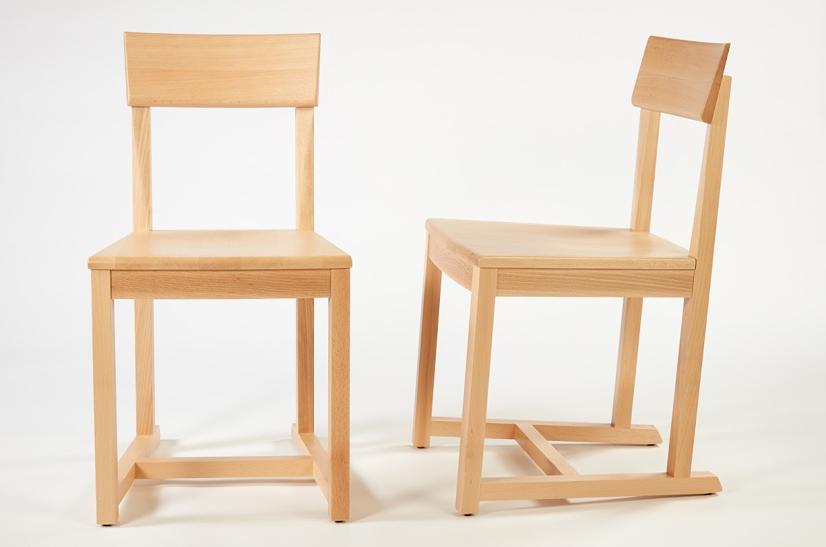 Wooden chairs for new North Hall RISD residence, by Professors John Dunnigan MFA 80 ID and Lothar Windels BID 96