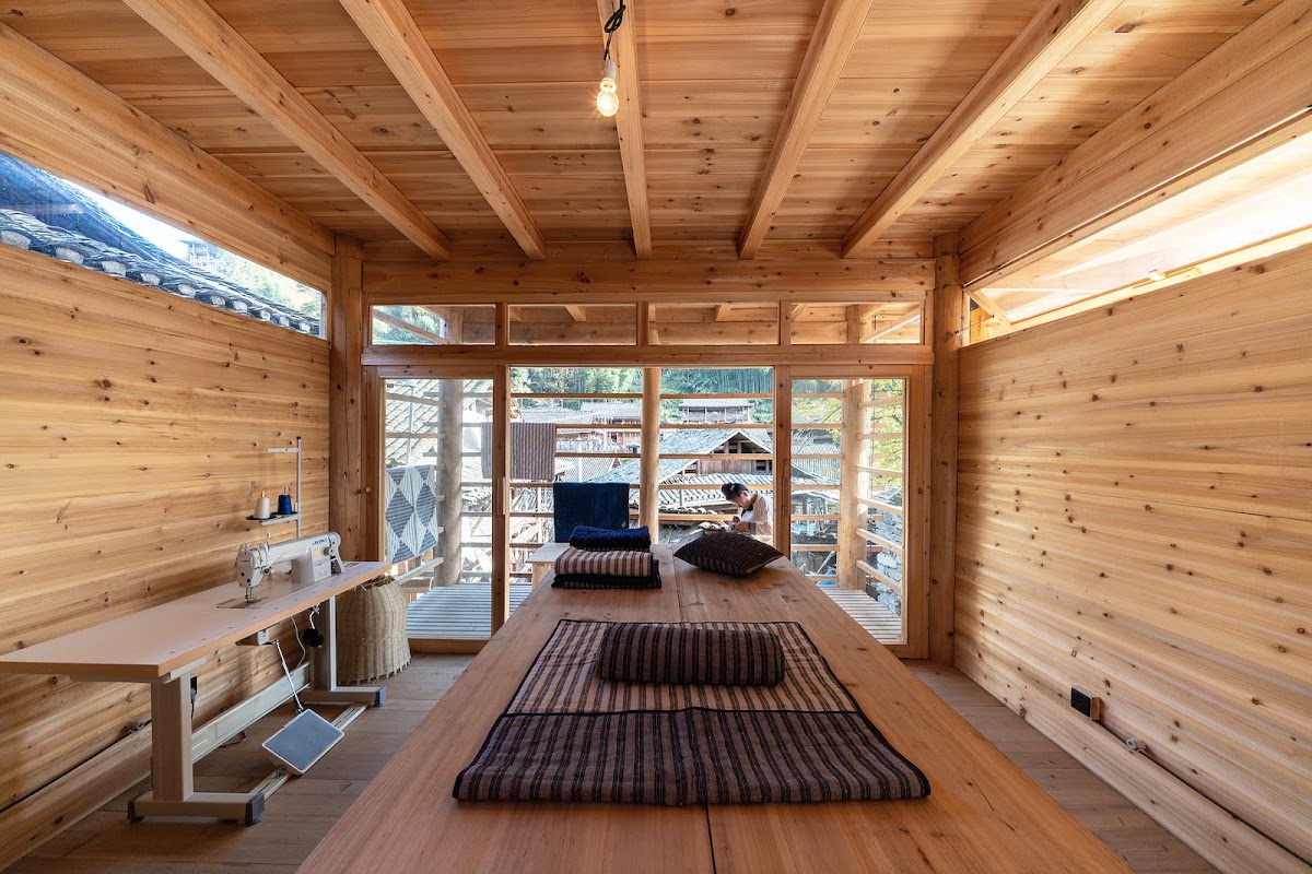 Wooden interior of Chinese lodge