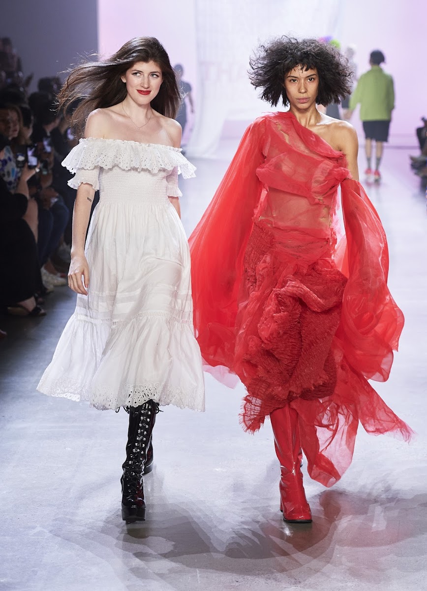 Designer Elizabeth Shevelev 19 AP takes to the runway with one of her models