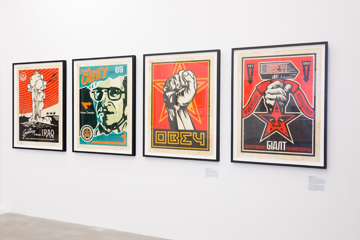 Shepard Fairey 92 IL prints on display