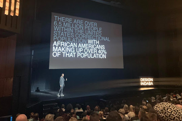 Steph Foster MFA 19 PH on stage at Design Indaba in Cape Town
