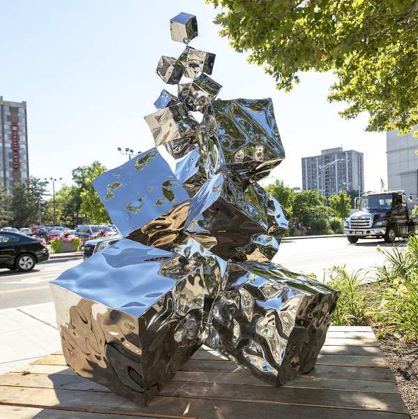 Free Fall III by Bulgarian metal artist Rado Kirov in LaSalle Square, Providence