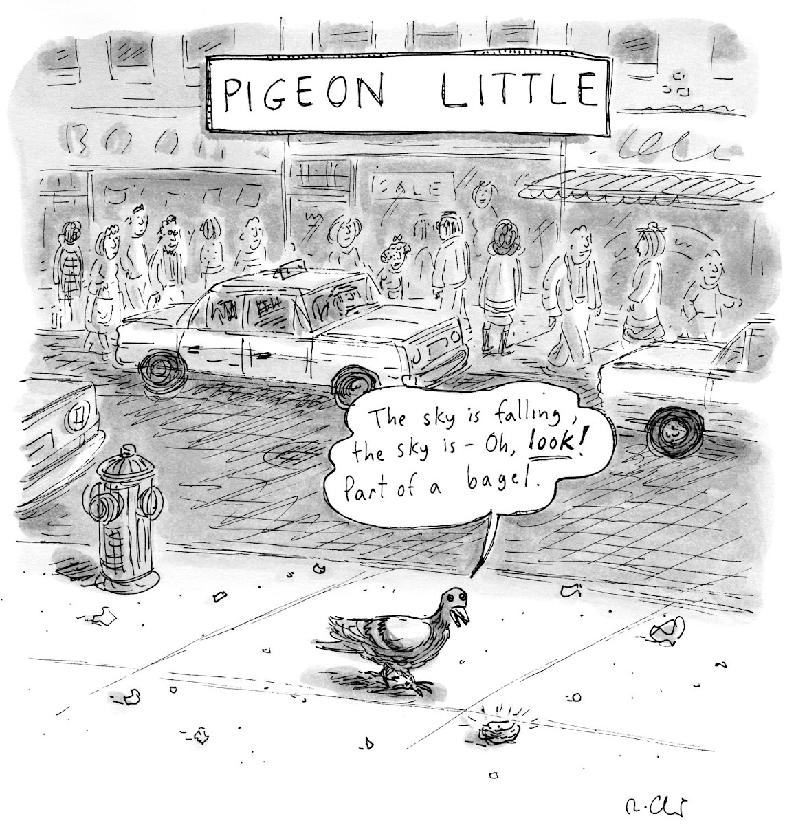 Pigeon Little, comic sketch by cartoonist Roz Chast 77 PT