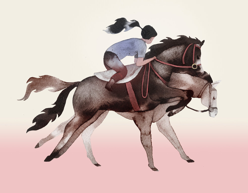 illustration of a girl riding a horse