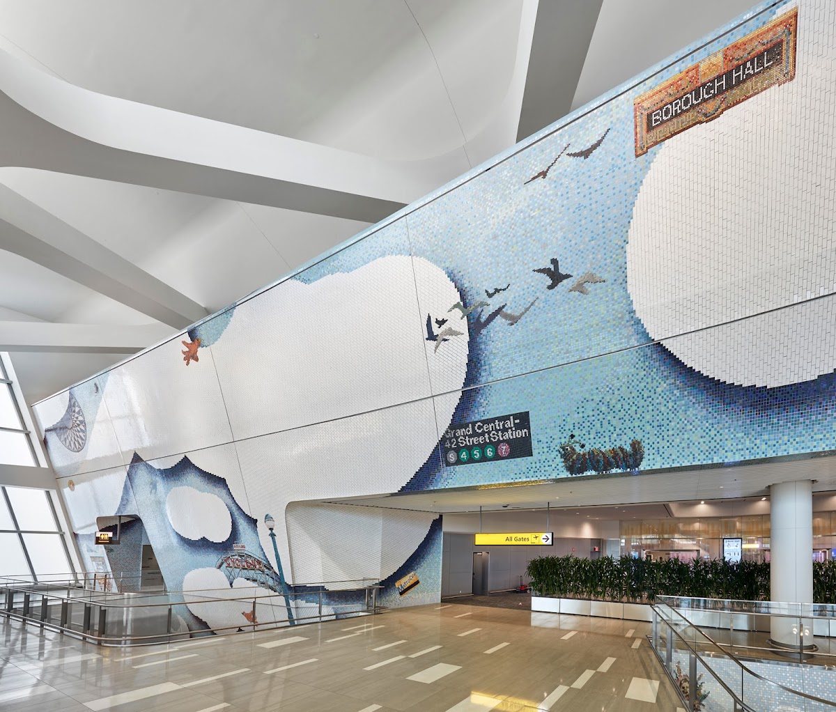 Laura Owens 92 PT's installation at La Guardia airport