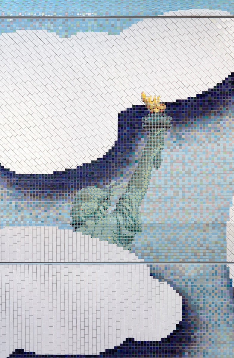 Statue of Liberty portion of Laura Owens 92 PT's La Guardia installation