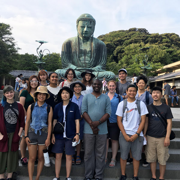 Associate Professor of Industrial Design Khipra Nichols BID 78 and students touring Tokyo