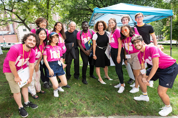 Provost Kleinman and President Somerson with 2019 student Orientation leaders