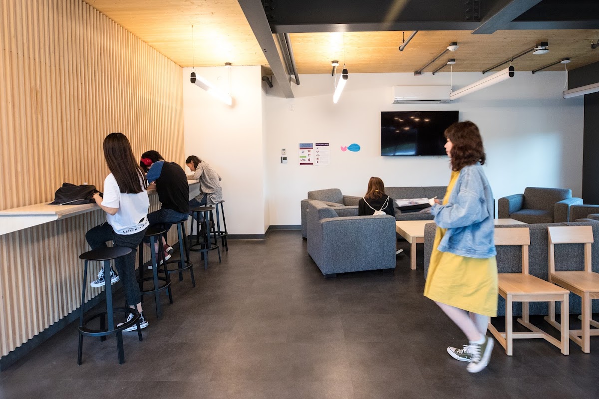 Students in a lounge in the North Hall residence