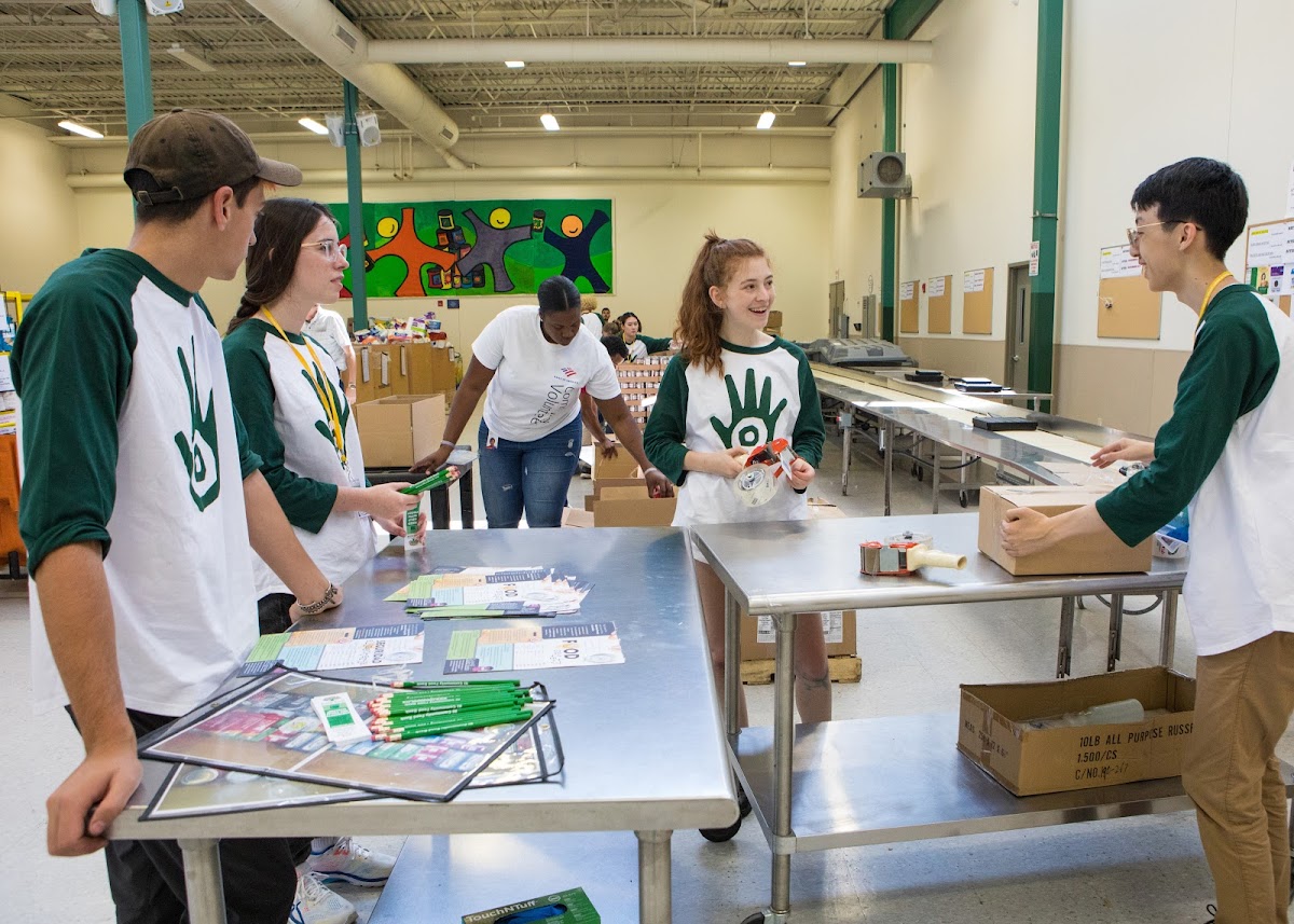 Students volunteering at the RI Food Bank