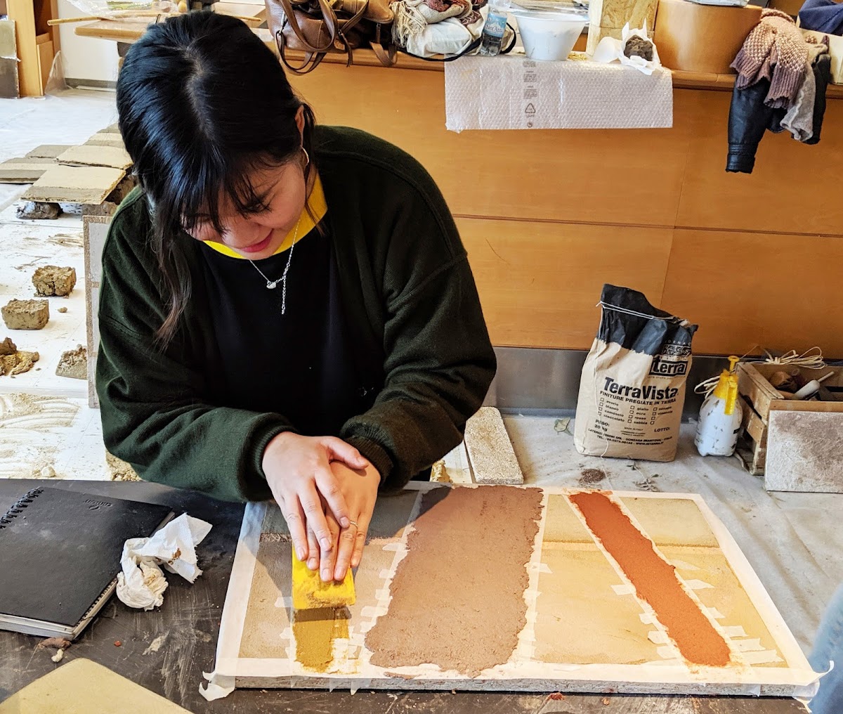 Jisu Yang BArch 20 practicing traditional plastering techniques