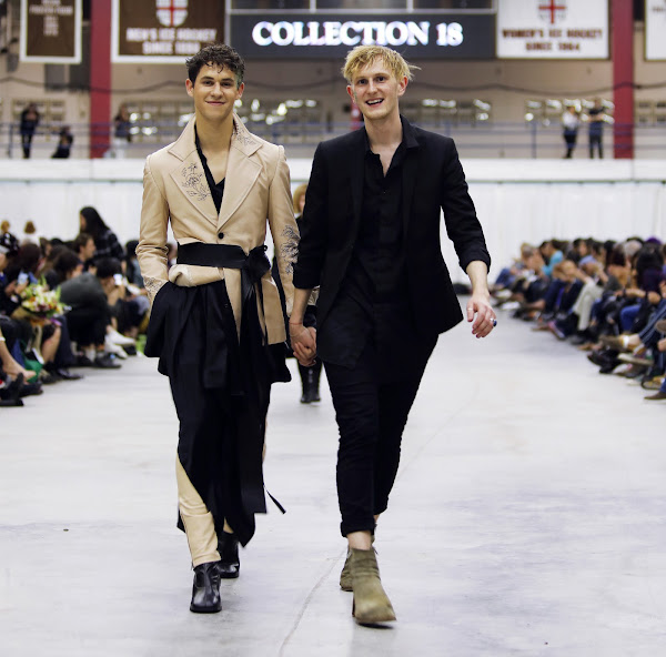 Model, walking on runway with William Lathrop 18 AP, wearing one of his pieces