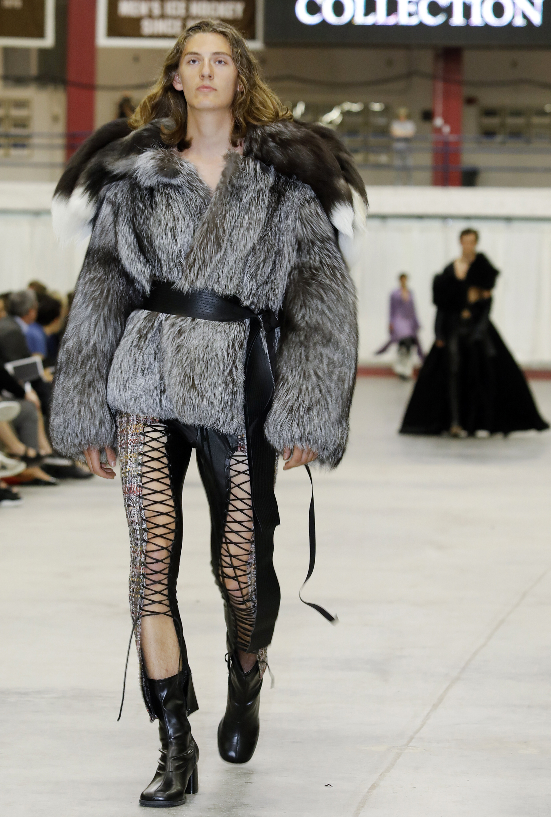 Model on runway wearing a piece by William Lathrop 18 AP