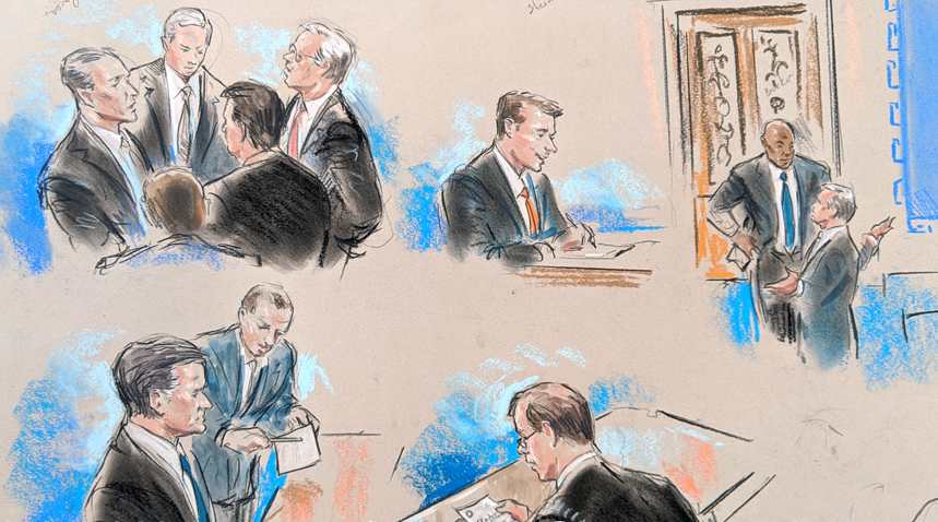 Bill Hennessy 79 PT courtroom sketch spot illustrations from the presidential impeachment trial