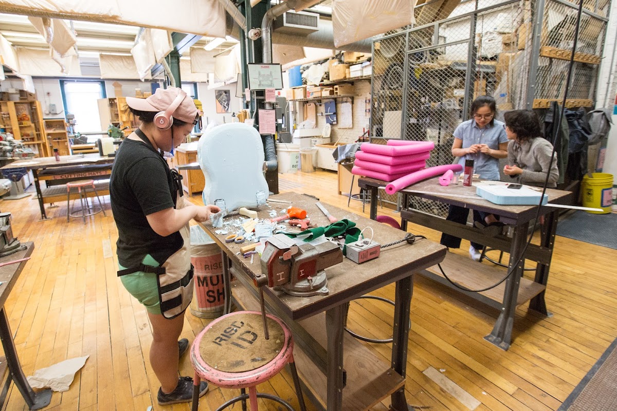 Students working in an Industrial Design studio