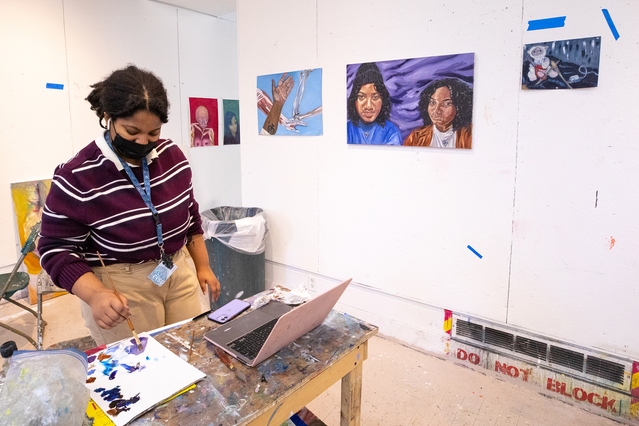 a student in the painting studio